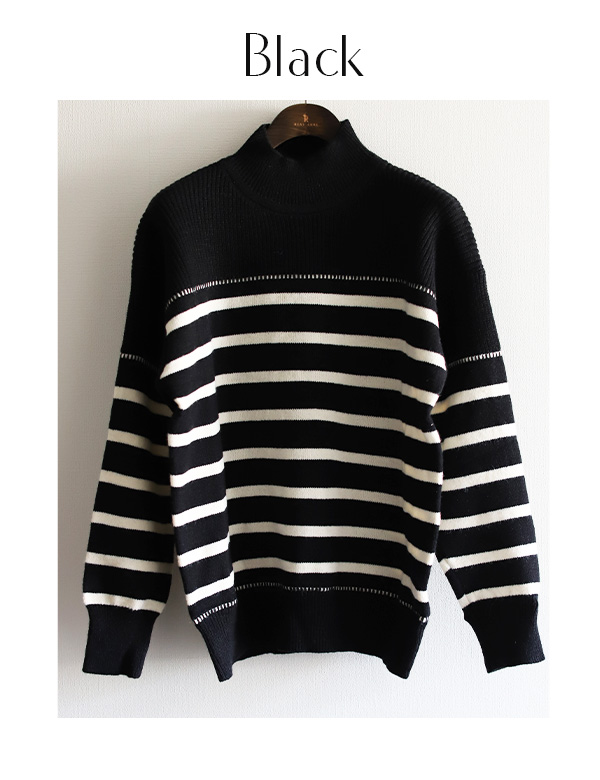 ハイネックボーダーニット(KY-5668)