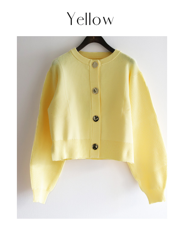 BIGボタンクルーネックスポンジニットカーディガン（281011）